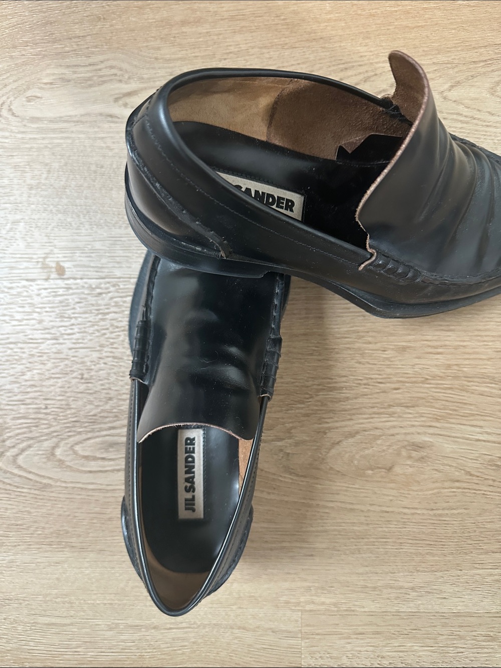 Jil Sander Black Pointed Leather Loafers - Picture 5 of 5